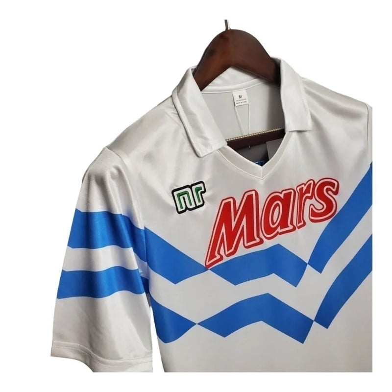 Camisa Retrô Napoli II 1988/1989 - Ennere Masculina - Branca com detalhes em azul