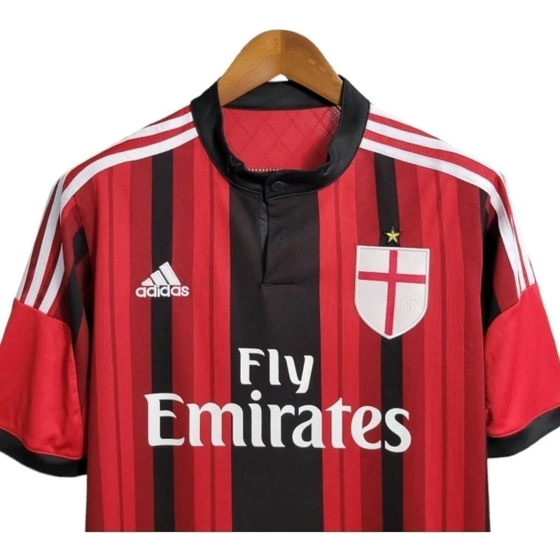 Camisa Retrô AC Milan I 2014/2015 - Masculina Adidas - Vermelha e preta com detalhes em branco