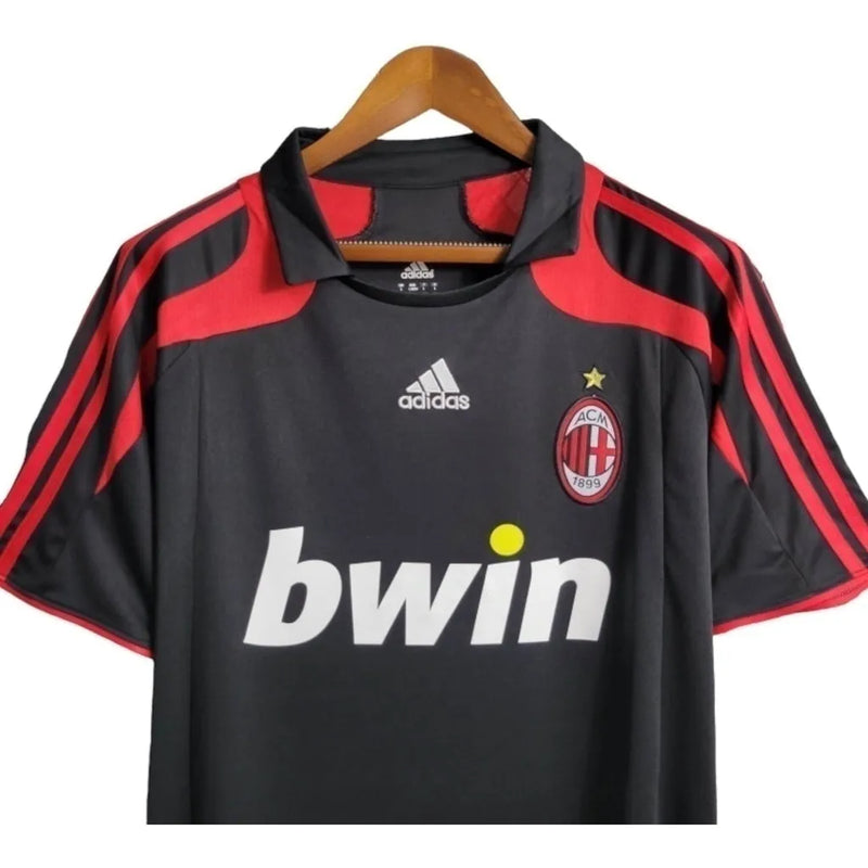 Camisa Retrô AC Milan II 2007/2008 - Masculina Adidas - Preta com detalhes em vermelho