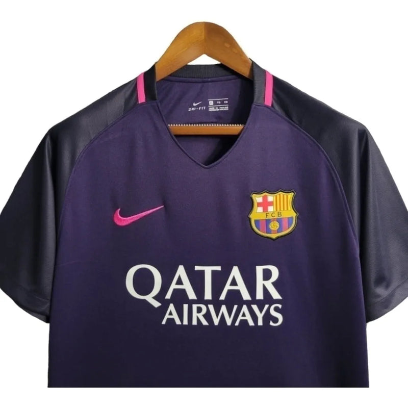 Camisa Retrô Barcelona II 16/17 - Masculina Nike - Roxa com detalhes em rosa