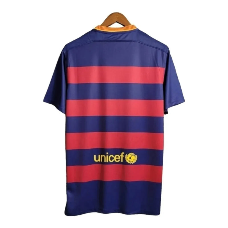 Camisa Retrô Barcelona I 15/16 - Masculina Nike - Azul com detalhes em vermelho e amarelo