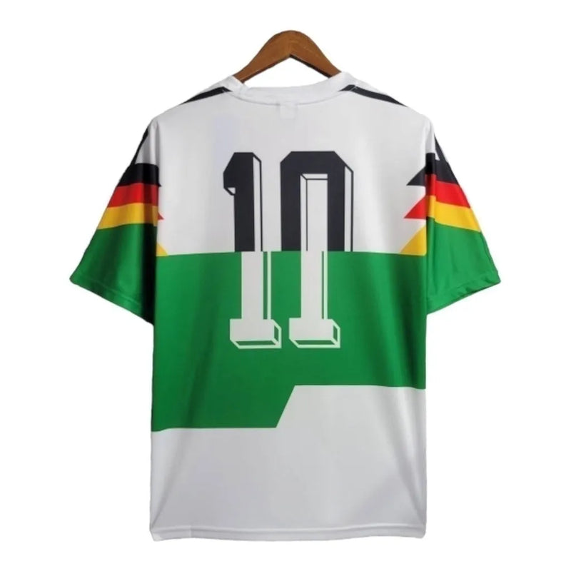 Camisa Retrô Seleção da Alemanha 1990 - Masculina Adidas - Branca com detalhes em verde