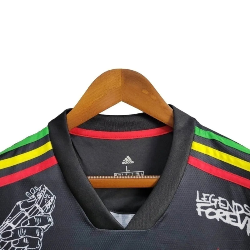 Camisa Ajax Edição Especial 23/24 - Torcedor Adidas Masculina - Preta com detalhes em homenagem ao Bob Marley