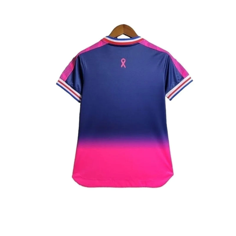 Camisa Fortaleza Edição Especial Outubro Rosa 23/24 - Torcedor Lobo Feminina - Azul com detalhes em rosa