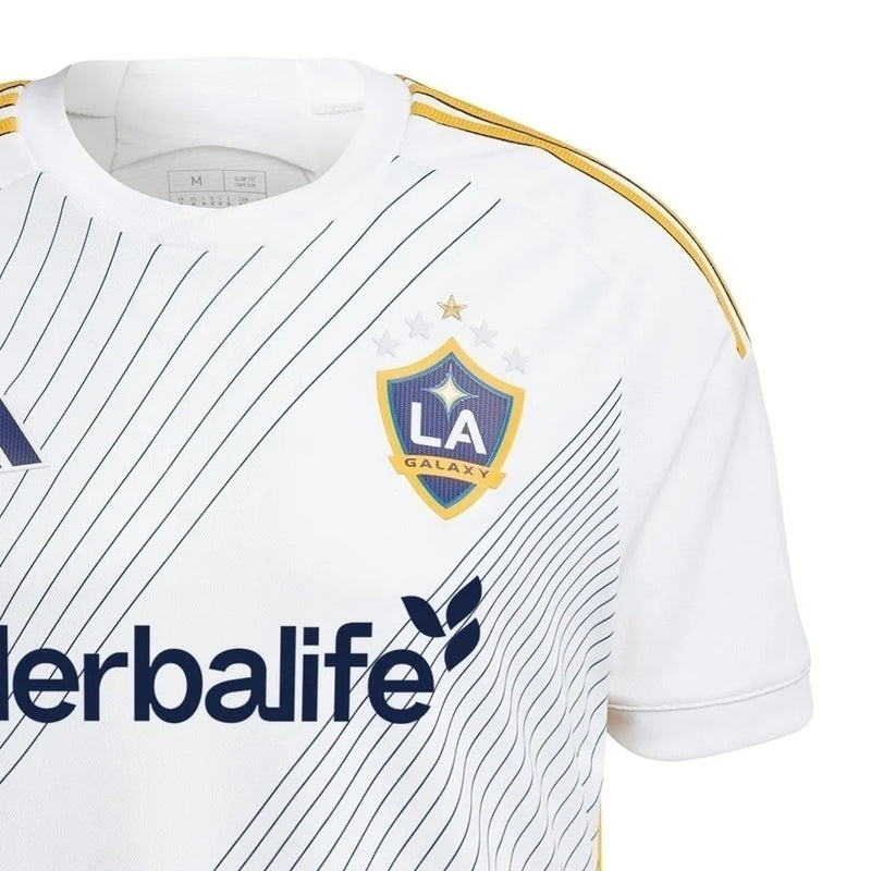 Camisa LA Galaxy I 24/25 - Torcedor Adidas Masculina - Branca com detalhes em azul e amarelo