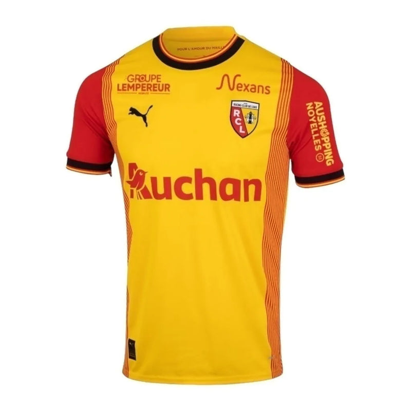 Camisa RC Lens I 23/24 - Torcedor Puma Masculina - Amarela com detalhes em vermelho e preto