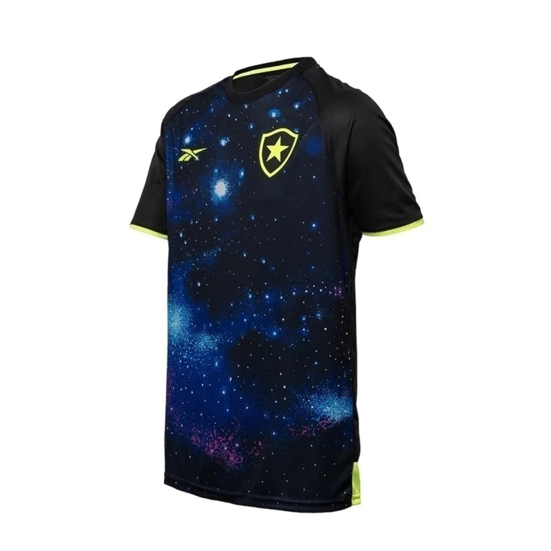 Camisa Botafogo Pré-jogo 24/25 - Torcedor Reebok Masculina - Preta com detalhes em azul e amarelo