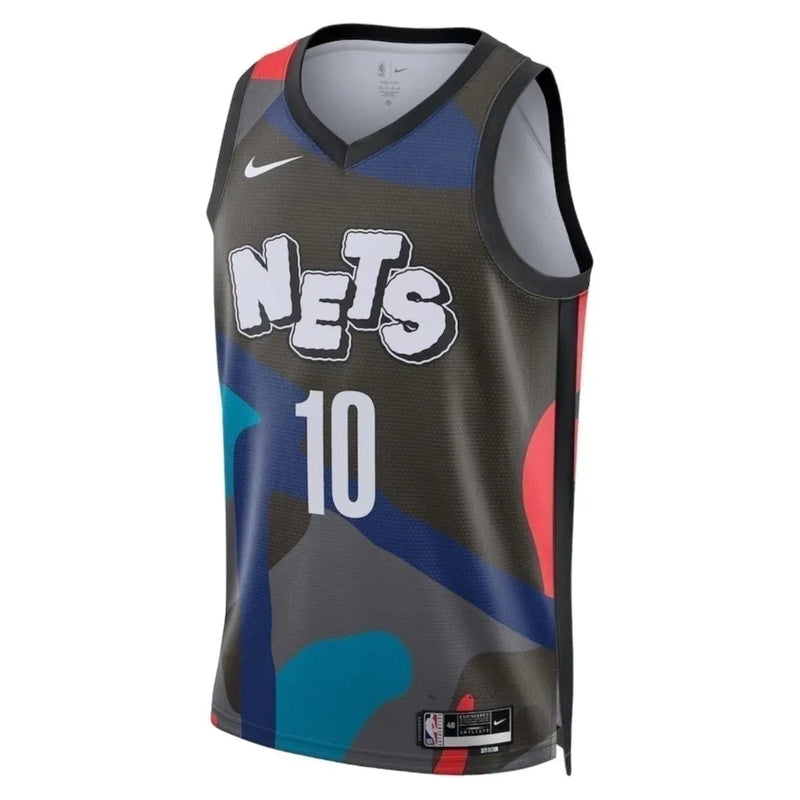 Camiseta Regata NBA Brooklyn Nets 23/24 - Masculina Nike - Preta com detalhes multicoloridos