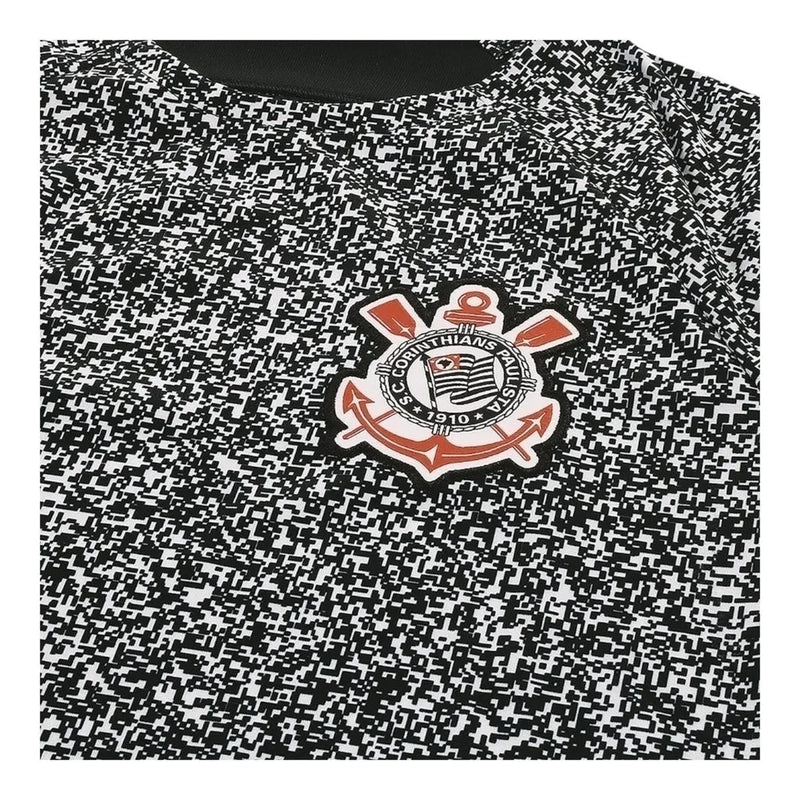 Camisa Corinthians Pré-jogo 24/25 - Torcedor Nike Masculina - Branca com detalhes em preto