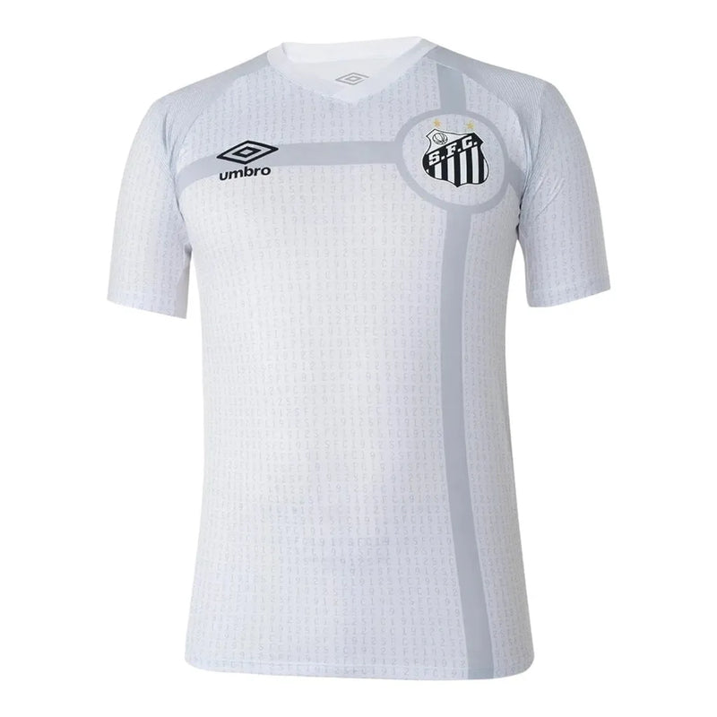 Camisa Santos Pré-jogo 23/24 - Torcedor Umbro Masculina - Branca com detalhes em cinza