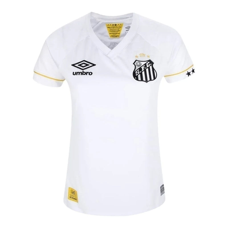 Camisa Santos I 23/24 - Torcedor Umbro Feminina - Branca com detalhes em amarelo