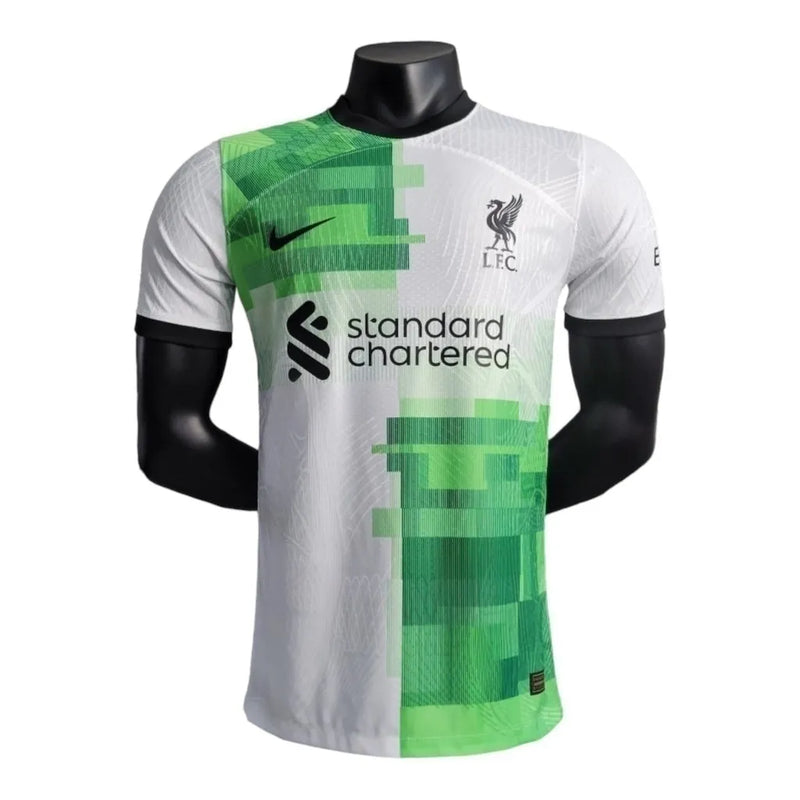 Camisa Liverpool II 23/24 - Jogador Nike Masculina - Branca com detalhes em verde e preto