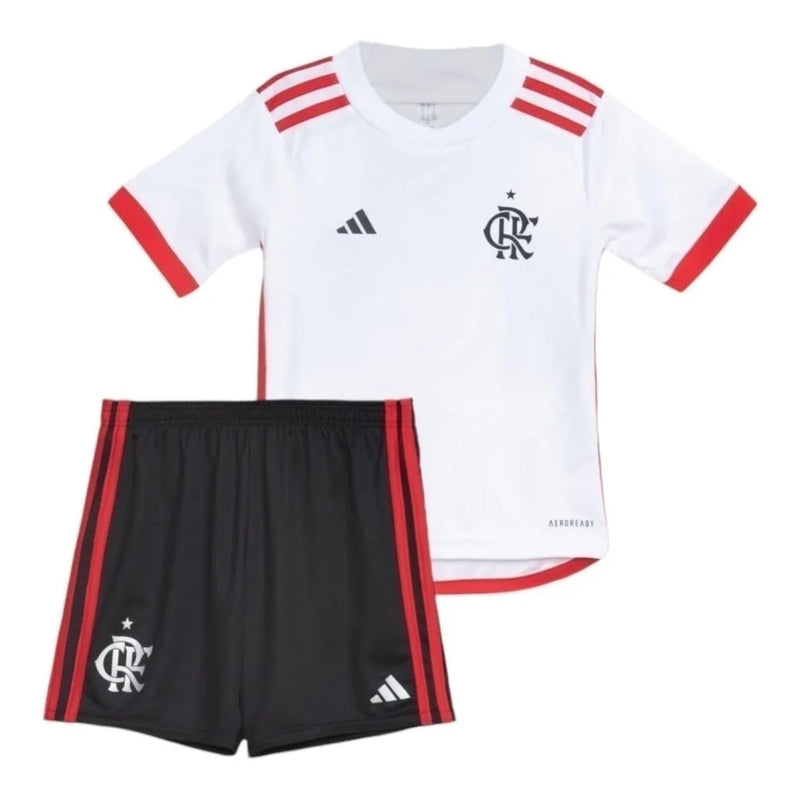 Kit Infantil Flamengo II 24/25 - Adidas - Branco com detalhes em vermelho