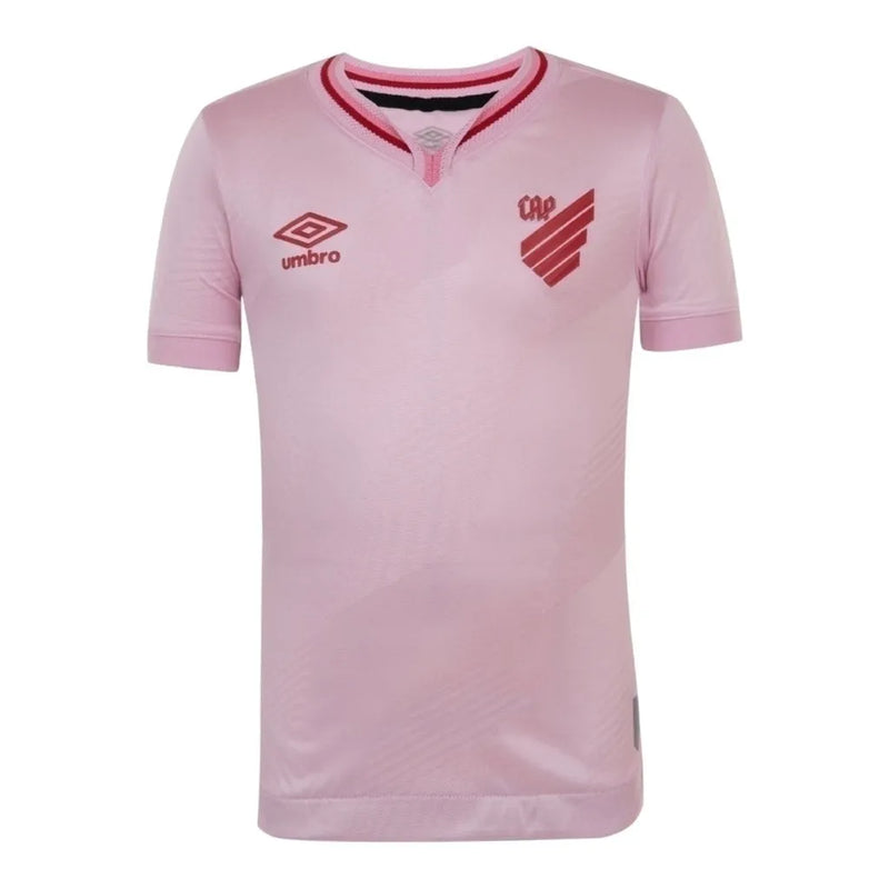 Camisa Athletico Paranaense Outubro Rosa 24/25 - Torcedor Umbro Feminina - Rosa com detalhes em vermelho