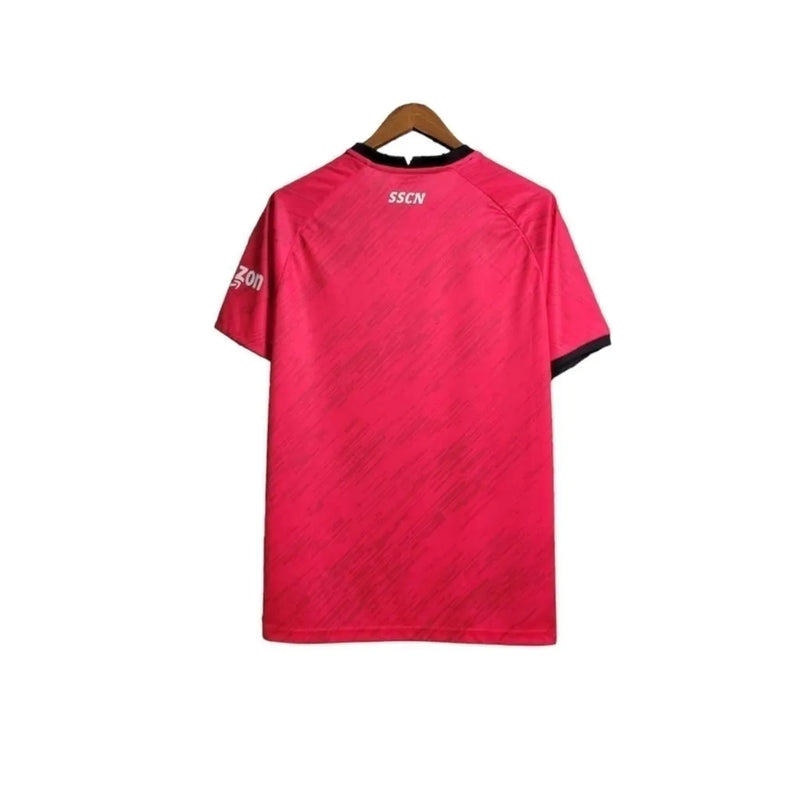 Camisa Napoli Edição Champions 23/24 - Torcedor EA7 Masculina - Rosa com detalhes em preto