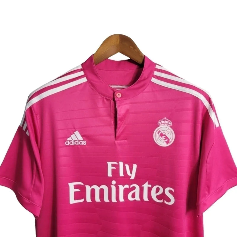 Camisa Retrô Real Madrid II 14/15 - Masculina Adidas - Rosa com detalhes em branco