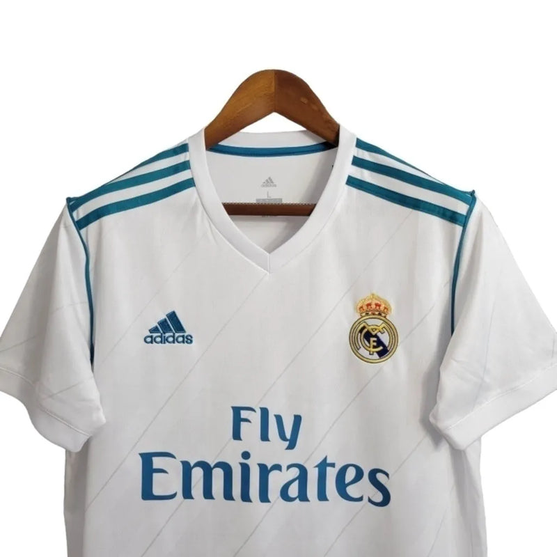 Camisa Retrô Real Madrid I 17/18 - Masculina Adidas - Branca com detalhes em azul