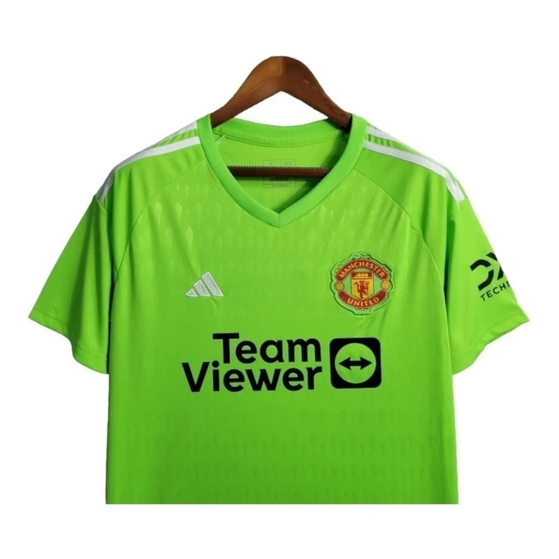 Camisa Manchester United Goleiro 23/24 - Torcedor Adidas Masculina - Verde com detalhes em branco e preto