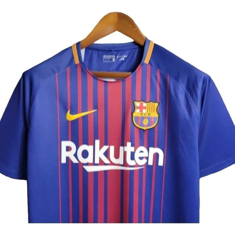 Camisa Retrô Barcelona I 17/18 - Masculina Nike - Azul com detalhes em vermelho e amarelo