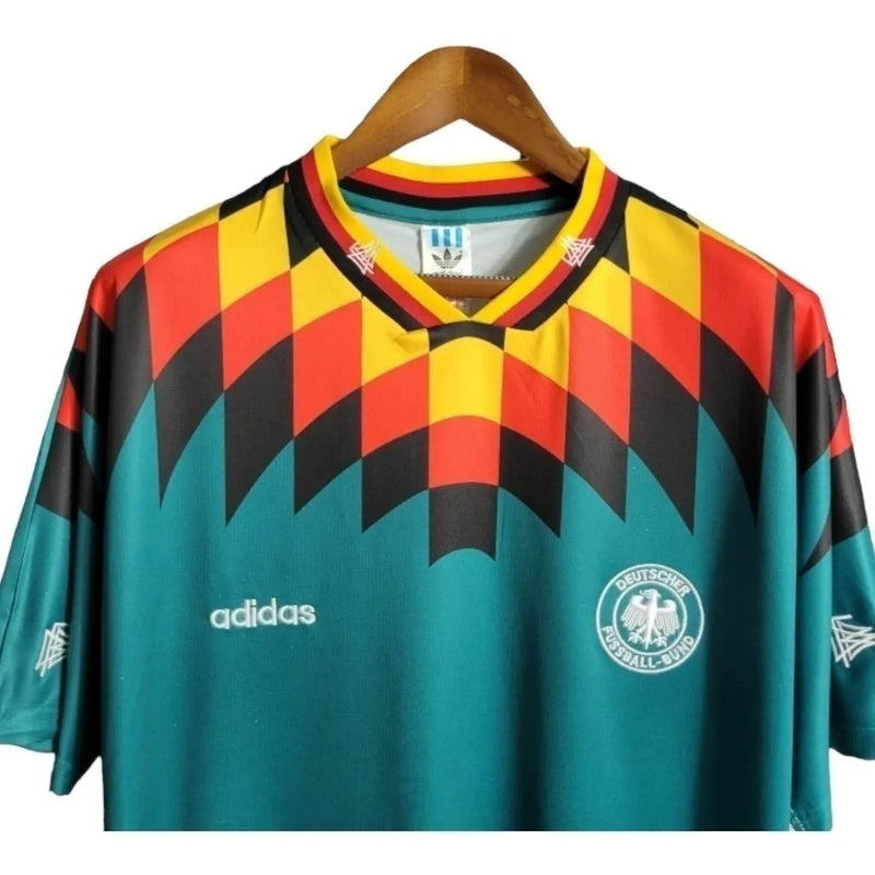 Camisa Retrô Seleção da Alemanha II 1994 - Masculina Adidas - Verde com detalhes em amarelo e vermelho