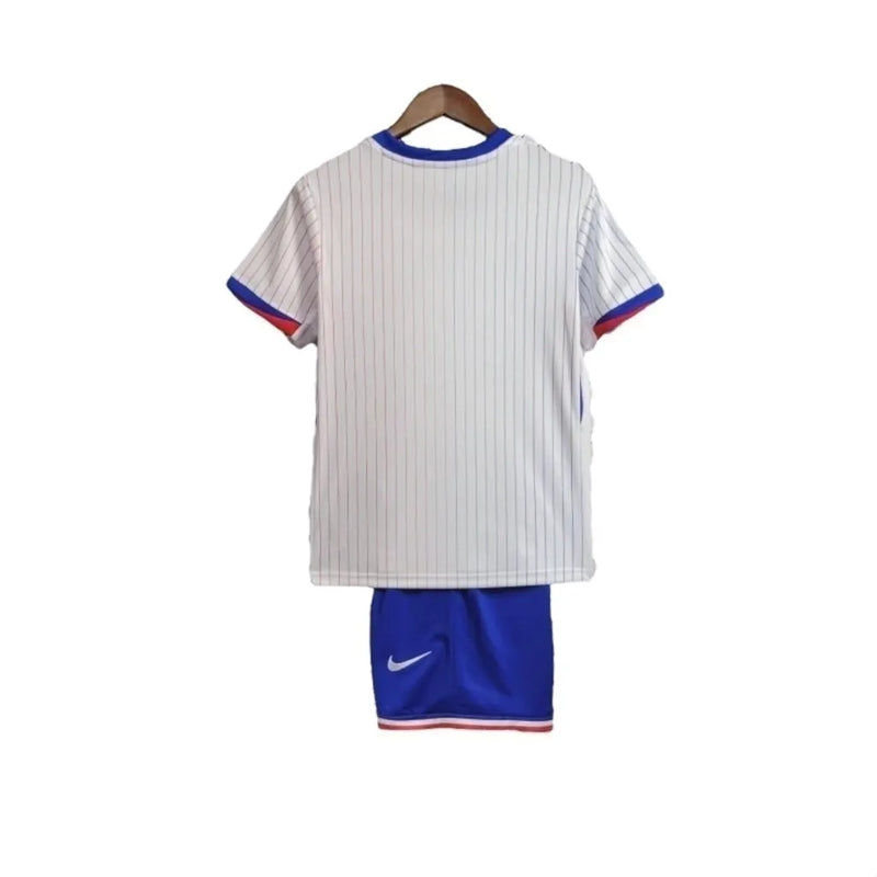 Kit Infantil Seleção da França II 24/25 - Nike - Branco com detalhes em azul e vermelho