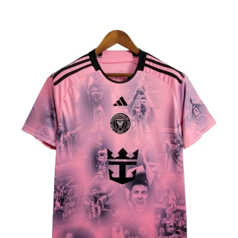 Camisa Inter Miami Edição Champion 24/25 - Torcedor Adidas Masculina - Rosa com detalhes em preto