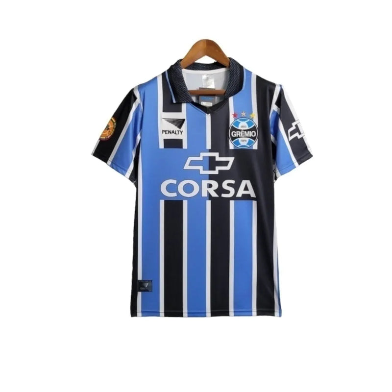 Camisa Retrô Grêmio I 1998 - Masculina Penalty - Preta e azul