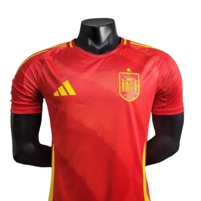 Camisa Seleção da Espanha I 24/25 - Jogador Adidas Masculina - Vermelha com detalhes em amarelo