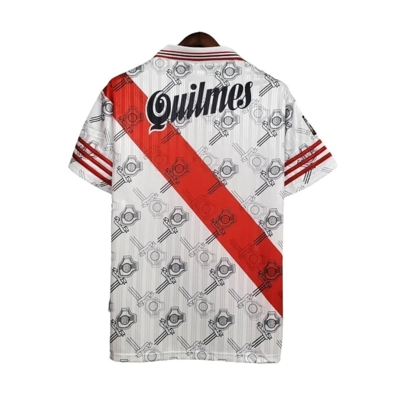 Camisa Retrô River Plate I 1995/1996 - Adidas Masculina - Branca com detalhes em vermelho e preto