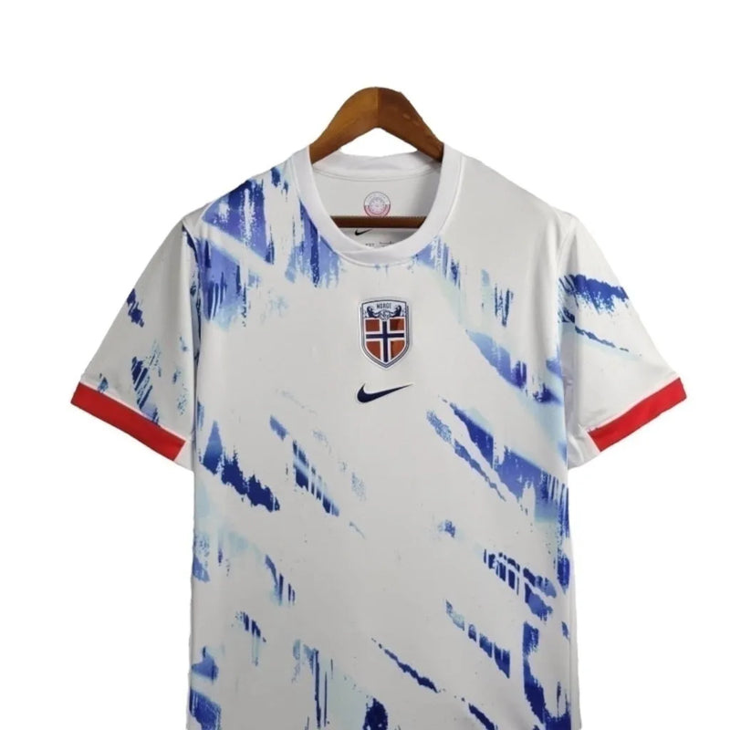 Camisa Seleção da Noruega II 24/25 - Torcedor Nike Masculina - Branca com detalhes em azul e vermelho