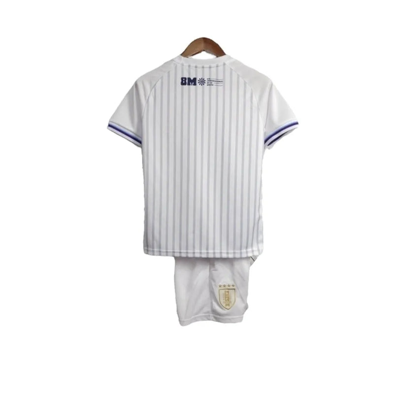 Kit Infantil Seleção do Uruguai II 24/25 - Branco com detalhes em azul