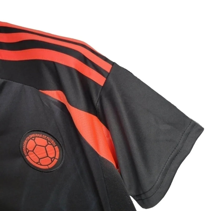 Camisa Seleção da Colômbia II 24/25 - Torcedor Adidas Feminina - Preta com detalhes em laranja