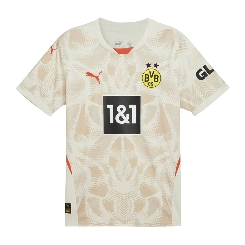 Camisa Borussia Dortmund Goleiro II 24/25 - Torcedor Puma Masculina - Bege com detalhes em laranja