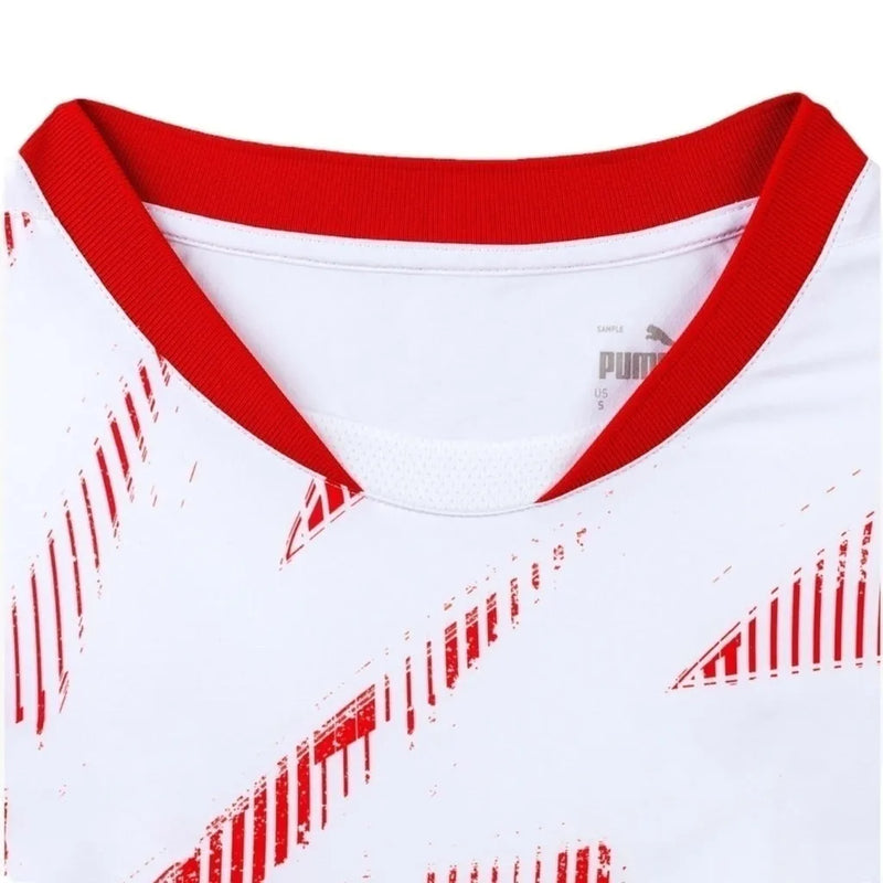 Camisa Red Bull Leipzig I 24/25 - Torcedor Puma Masculina - Branca com detalhes em vermelho