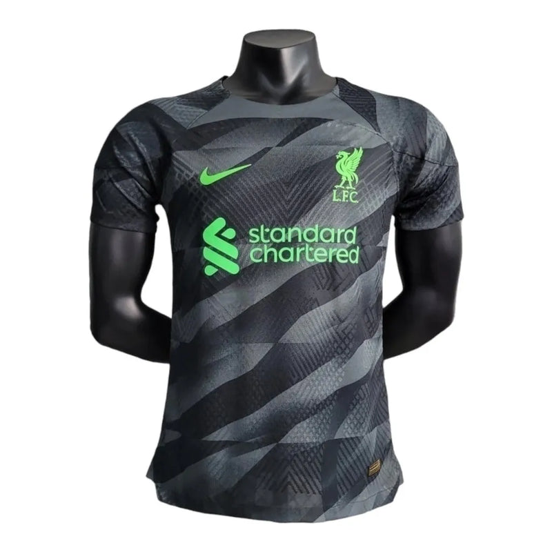 Camisa Liverpool Goleiro 23/24 - Jogador Nike Masculina - Preta com detalhes em cinza e verde