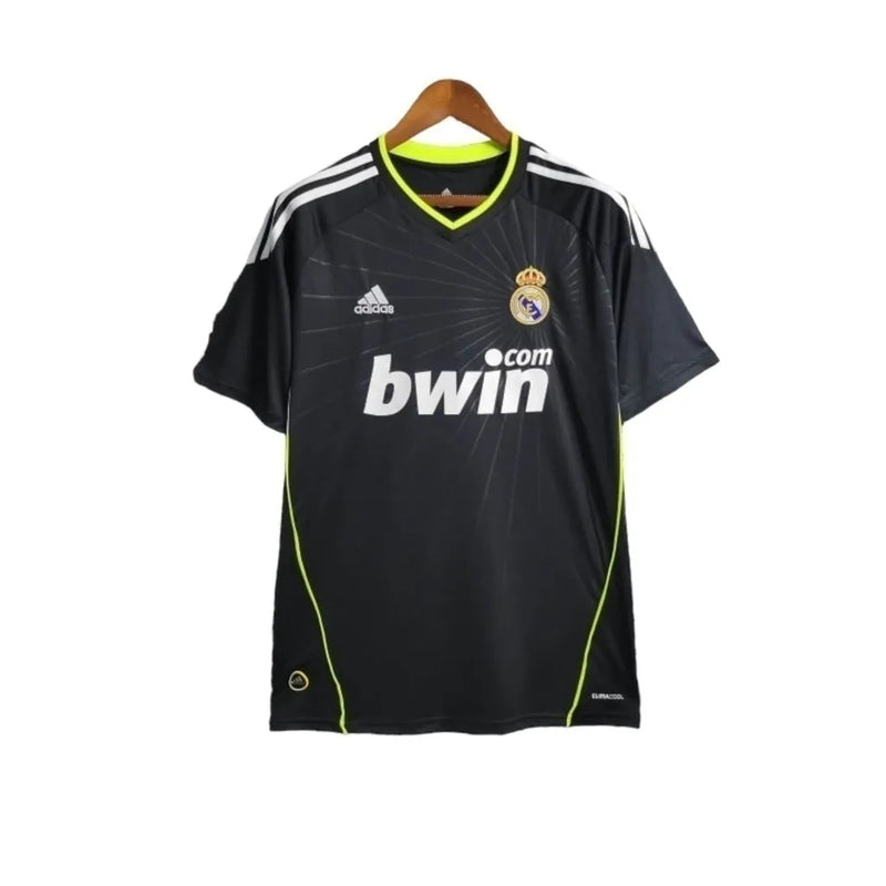 Camisa Retrô Real Madrid II 10/11 - Masculina Adidas - Preta com detalhes em branco e verde limão