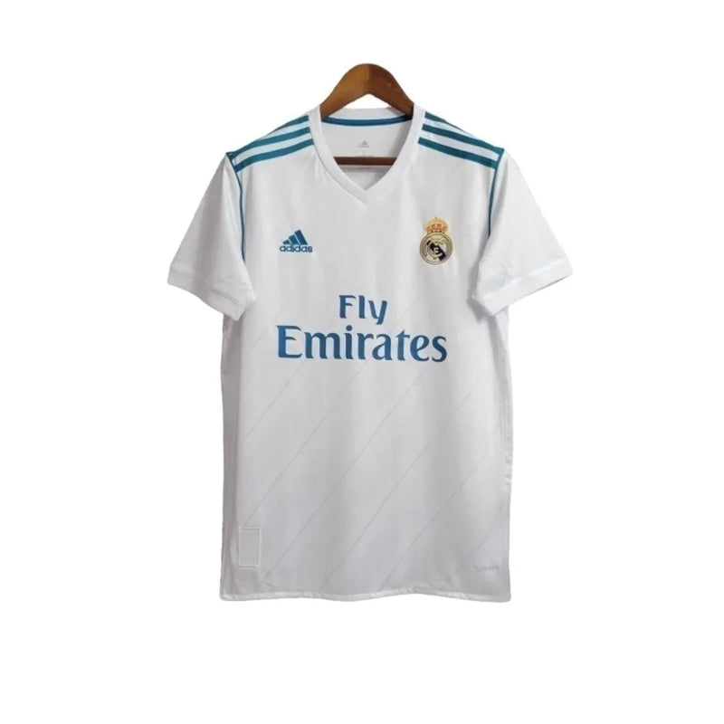 Camisa Retrô Real Madrid I 17/18 - Masculina Adidas - Branca com detalhes em azul