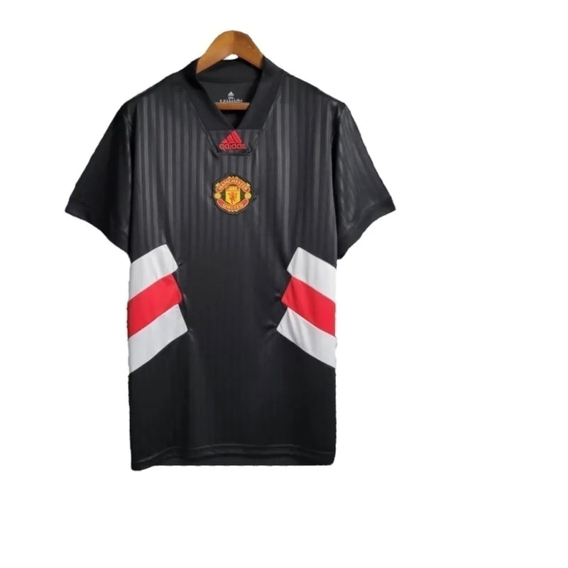 Camisa Manchester United 23/24 - Torcedor Adidas Masculina - Preta com detalhes em branco e vermelho