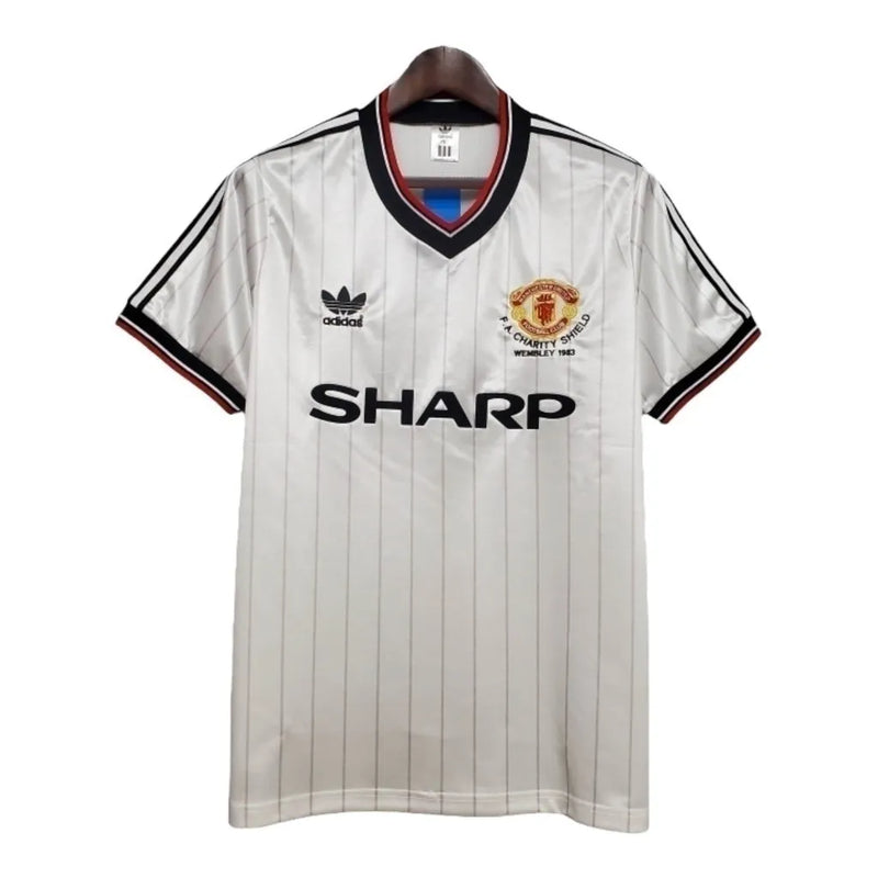 Camisa Retrô Manchester United II 1983 - Masculina Adidas - Branca com detalhes em vermelho e preto