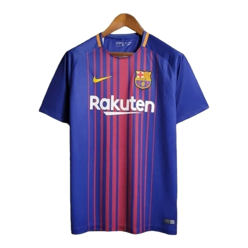 Camisa Retrô Barcelona I 17/18 - Masculina Nike - Azul com detalhes em vermelho e amarelo