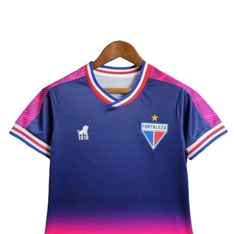 Camisa Fortaleza Edição Especial Outubro Rosa 23/24 - Torcedor Lobo Feminina - Azul com detalhes em rosa