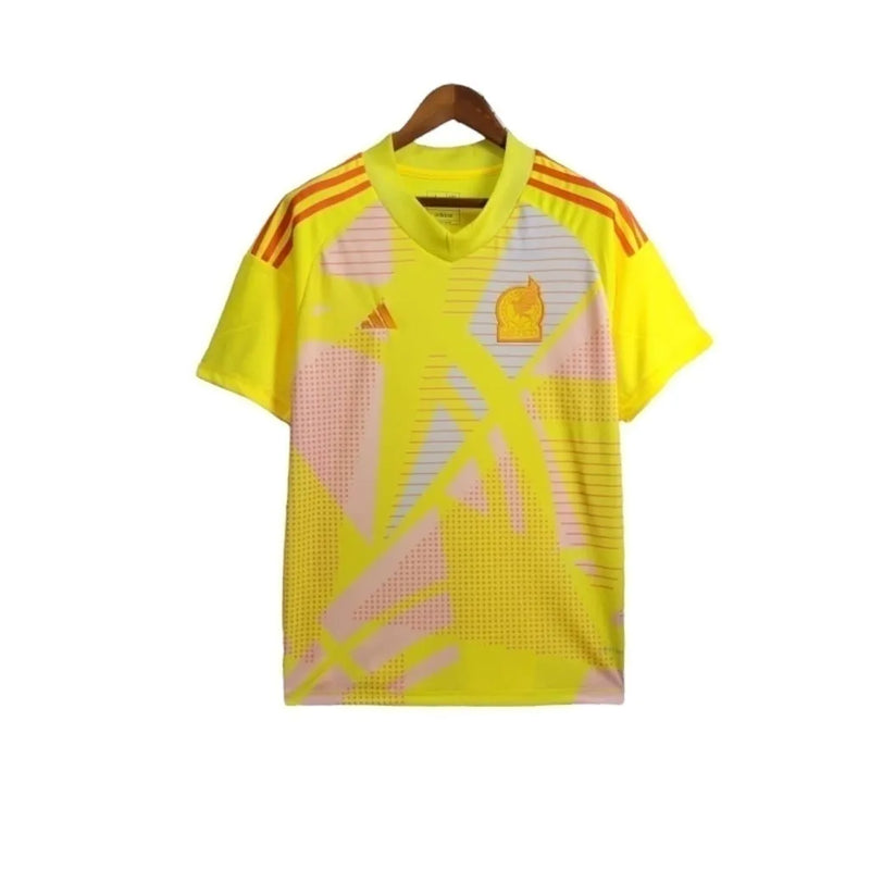 Camisa México Goleiro 24/25 - Torcedor Adidas Masculina - Amarela com detalhes em rosa e vermelho