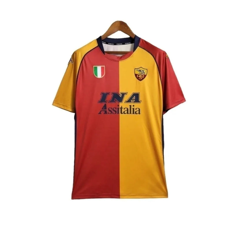 Camisa Retrô Roma I 2001/2002 - Kappa Masculina - Vermelha e amarela