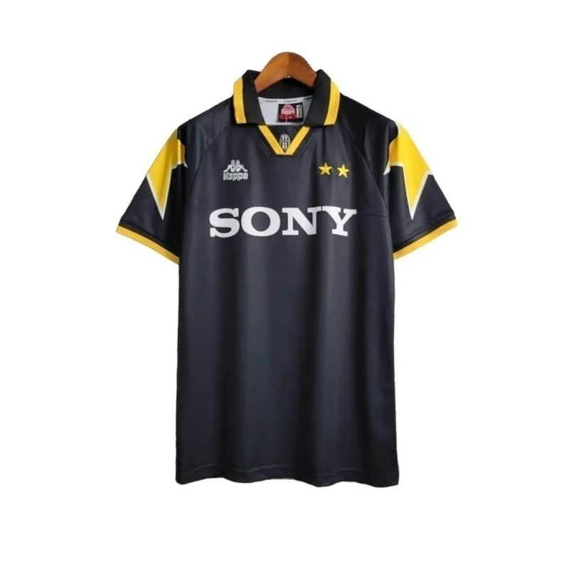 Camisa Retrô Juventus I 1995/1997 - Kappa Masculina - Preta com detalhes em amarelo