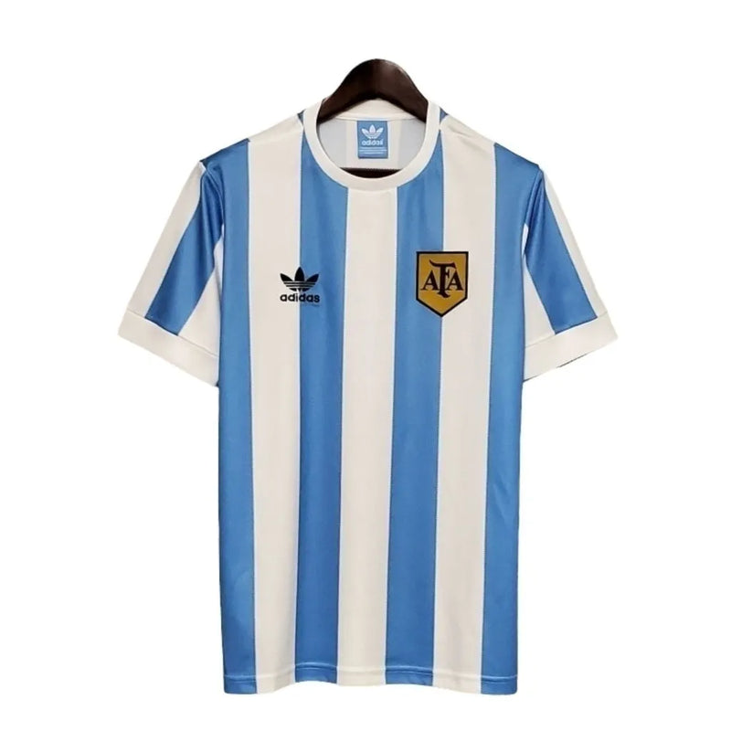 Camisa Retrô Seleção da Argentina I 1978 - Masculina Adidas - Branca com detalhes em azul