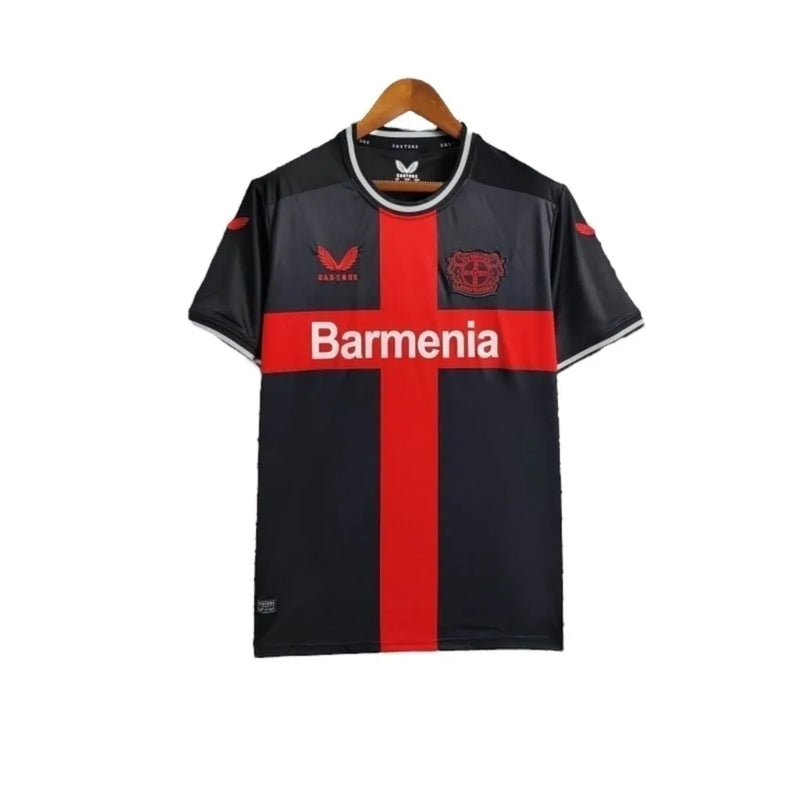 Camisa Bayern Leverkusen I 24/25 - Torcedor Castore Masculina - Preta com detalhes em vermelho