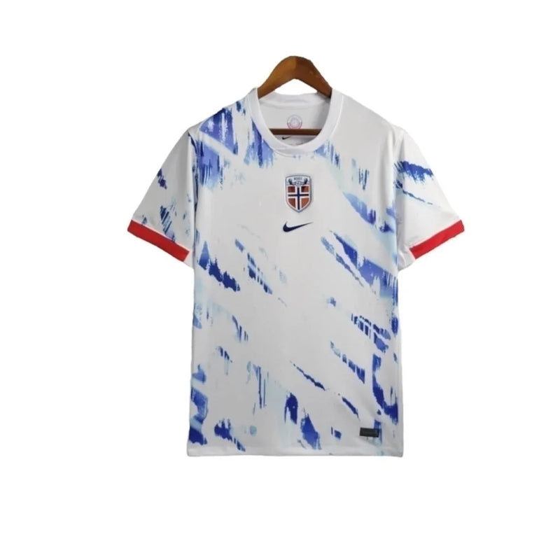 Camisa Seleção da Noruega II 24/25 - Torcedor Nike Masculina - Branca com detalhes em azul e vermelho