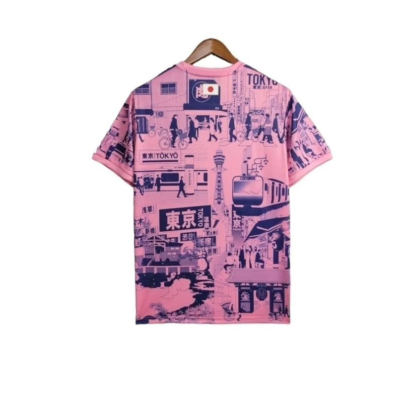 Camisa Japão Edição especial 24/25 - Torcedor Adidas Masculina - Rosa com detalhes em azul