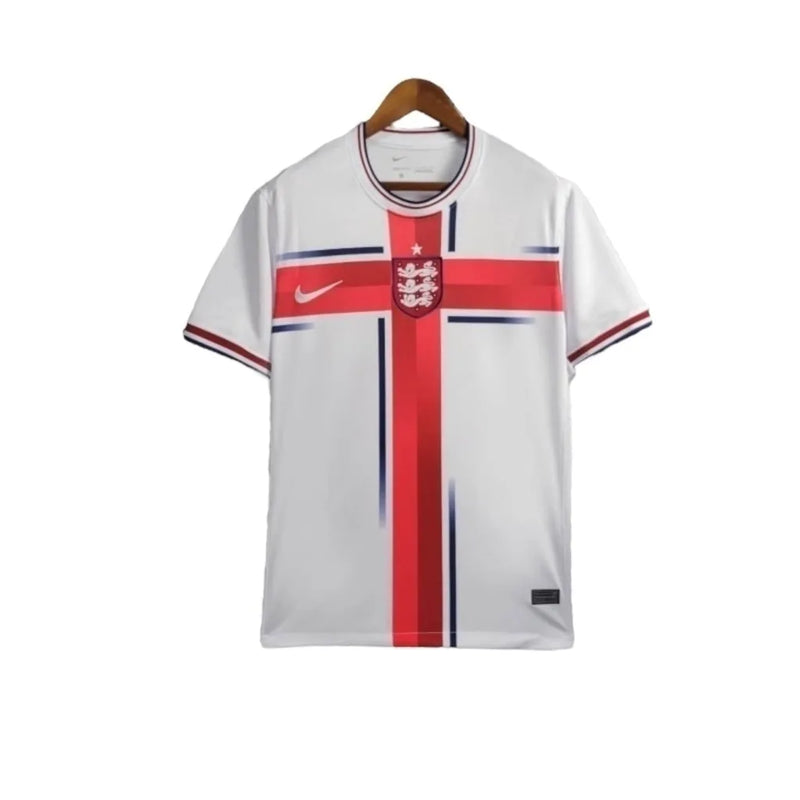 Camisa Seleção da Inglaterra Treino 24/25 - Torcedor Nike Masculina - Branca com detalhes em azul e vermelho