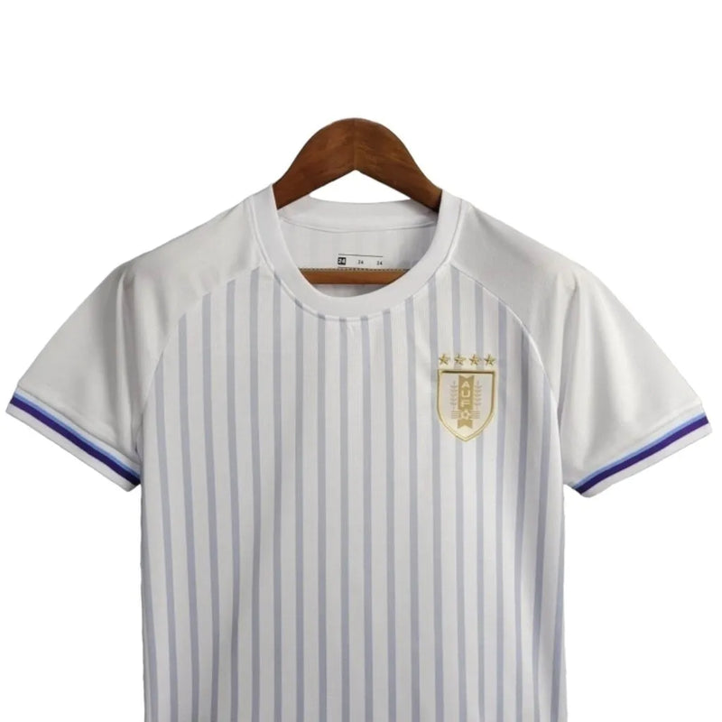 Kit Infantil Seleção do Uruguai II 24/25 - Branco com detalhes em azul